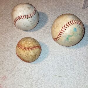 Unbranded Leather Baseball And 2 Leather Softballs Used